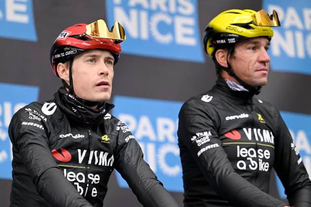 Paris Nice 2026 Stage 4 UCHON, FRANCE - MARCH 11 : Vingegaard Jonas (DEN) of Team Visma I Lease a Bike and Armirail Bruno (FRA) of Team Visma I Lease a Bike during stage 4 of the 84th edition of Paris - Nice an UCI World Tour 2.UWT cycling road race stage for Men Elite of 195 km with start in Bourges and finish in Uchon on March 11, 2026 in Uchon, France, 11 03 2026 ( Motordriver Guy De Vuyst - Uchon France  Copyright: xNicoxVereeckenx