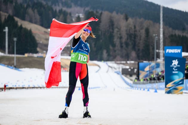 260311 Brittany Hudak of Canada celebrates after competing in the women s 10km interval start standing para cross-country skiing during day 5 of the Milano Cortina 2026 Winter Paralympic Games on March 11, 2026 in Val di Fiemme. Photo: Maxim Thore BILDBYRAN kod MT MT1019 skidor cross-country skiing langrenn paralympic games paralympics paralympiska spel paralympiske leker vinter-paralympics winter paralympics milano cortina 2026 milano cortina 2026 winter paralympic games 5 bbeng jubel *** 260311 Brittany Hudak of Canada celebrates after competing in the women s 10km interval start standing para cross country skiing during day 5 of the Milano Cortina 2026 Winter Paralympic Games on March 11, 2026 in Val di Fiemme Photo Maxim Thore BILDBYRAN kod MT MT1019 skidor cross country skiing langrenn paralympic games paralympiska spel paralympiske leker vinter paralympics winter paralympics milano cortina 2026 milano cortina 2026 winter paralympic games 5 bbeng jubel  Copyright: MAXIMxTHORE BB260311MT046