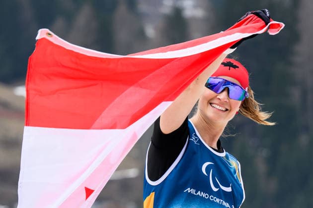 260311 Brittany Hudak of Canada celebrates after competing in the women s 10km interval start standing para cross-country skiing during day 5 of the Milano Cortina 2026 Winter Paralympic Games on March 11, 2026 in Val di Fiemme. Photo: Maxim Thore BILDBYRAN kod MT MT1019 skidor cross-country skiing langrenn paralympic games paralympics paralympiska spel paralympiske leker vinter-paralympics winter paralympics milano cortina 2026 milano cortina 2026 winter paralympic games 5 bbeng jubel *** 260311 Brittany Hudak of Canada celebrates after competing in the women s 10km interval start standing para cross country skiing during day 5 of the Milano Cortina 2026 Winter Paralympic Games on March 11, 2026 in Val di Fiemme Photo Maxim Thore BILDBYRAN kod MT MT1019 skidor cross country skiing langrenn paralympic games paralympiska spel paralympiske leker vinter paralympics winter paralympics milano cortina 2026 milano cortina 2026 winter paralympic games 5 bbeng jubel  Copyright: MAXIMxTHORE BB260311MT047