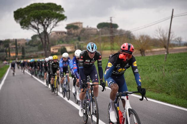 The race during the 221-kilometer Stage 3 of the Tirreno-Adriatico cycling race from Cortona to Magliano de™ Marsi - Italy - Wednesday, March 11, 2026. - cycling .  Copyright: xMarcoxAlpozzi LaPressex