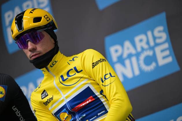 Spanish Juan Ayuso of Lidl-Trek pictured before the start of the fourth stage of 84th edition of the Paris-Nice cycling race, a race from Bourges to Uchon (195 km), on Wednesday 11 March 2026. DAVIDxPINTENS  x167133644x