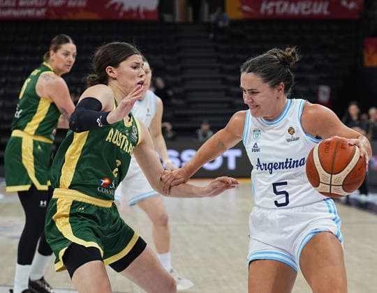 Argentina v Australia - FIBA Women s Basketball World Cup 2026 Qualifying Tournaments ISTANBUL, TURKIYE - MARCH 11: Argentina’s Flor Martinez (5) and Australia’s Jade Melbourne (2) in action during the FIBA Women s Basketball World Cup 2026 Qualifying Tournaments match between Argentina and Australia at Turkcell Basketball Development Center in Istanbul, Turkiye, on March 11, 2026. Esra Bilgin Anadolu Istanbul Turkey. Editorial use only. Please get in touch for any other usage.  Copyright: x2026xAnadoluxEsraxBilginx