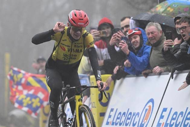 Paris Nice 2026 Stage 4 UCHON, FRANCE - MARCH 11 : Vingegaard Jonas (DEN) of Team Visma I Lease a Bike wins during stage 4 of the 84th edition of Paris - Nice an UCI World Tour 2.UWT cycling road race stage for Men Elite of 195 km with start in Bourges and finish in Uchon on March 11, 2026 in Uchon, France, 11 03 2026 ( Motordriver Guy De Vuyst - Uchon France  Copyright: xNicoxVereeckenx