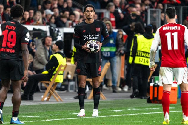 UEFA Champions League 2025 2026 Bayer 04 Leverkusen vs. Arsenal, Achtelfinale, Round of 16 - Hinrunde, Mittwoch, 11.03.2026 BayArena (Nordrhein-Westfalen, Deutschland) Jarell Quansah ( 4) Copyright: xCelinaxLeiersx