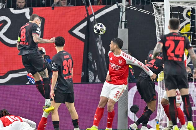 Robert Andrich (Leverkusen 8) erzielt das Tor zum 1:0 11.03.2026 ¢ Fussball ¢ Champions League, Bayer Leverkusen vs FC Arsenal, BayArena, Leverkusen,
