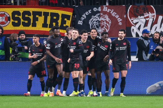 11.03.2026, Fussball, Achtelfinale der UEFA Champions League, Bayer 04 Leverkusen - Arsenal London, Die Spieler von Bayer Leverkusen bejubeln das Tor zum 1:0 durch Robert Andrich (Bayer 04 Leverkusen). Leverkusen BayArena NRW Deutschland xRHR-FOTO DEx Copyright: DennisxEwert RHR-FOTOx RHR-FOTO DE