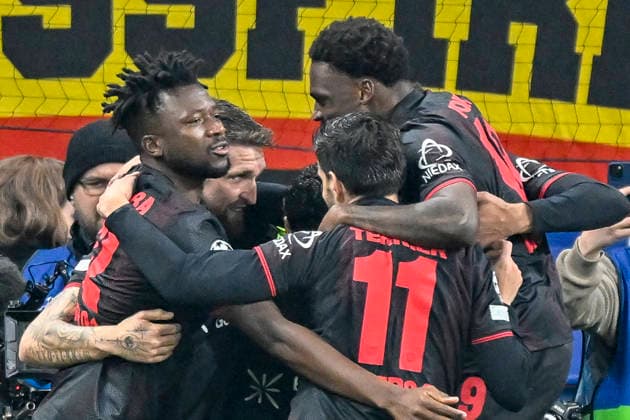 Robert Andrich (Leverkusen 8) jubelt nach dem Tor zum 1:0 mit der Mannschaft 11.03.2026 ¢ Fussball ¢ Champions League, Bayer Leverkusen vs FC Arsenal, BayArena, Leverkusen,