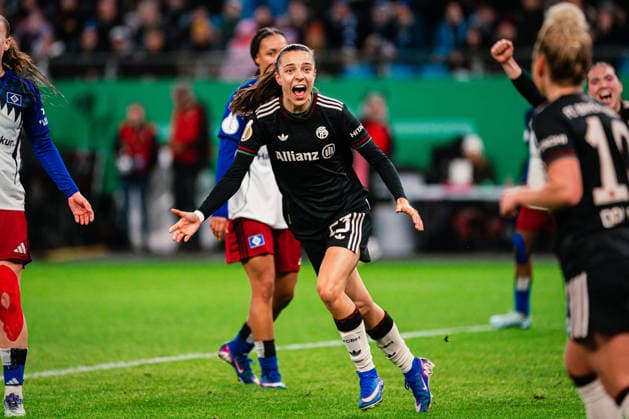 DFB-Pokal Frauen: Hamburger SV vs. FC Bayern München,11.03.2026 TOR, JUBEL zum 0:3 durch Natalia Padilla-Bidas (FC Bayern München, 23); Fußball, DFB-Pokal Frauen, Viertelfinale: Hamburger SV vs. FC Bayern München am 11.03.2026 im Volksparkstadion, Hamburg DFB REGULATIONS PROHIBIT ANY USE OF PHOTOGRAPHS AS IMAGE SEQUENCES AND OR QUASI-VIDEO. Copyright: xBEAUTIFULxSPORTS Tonhäuserx