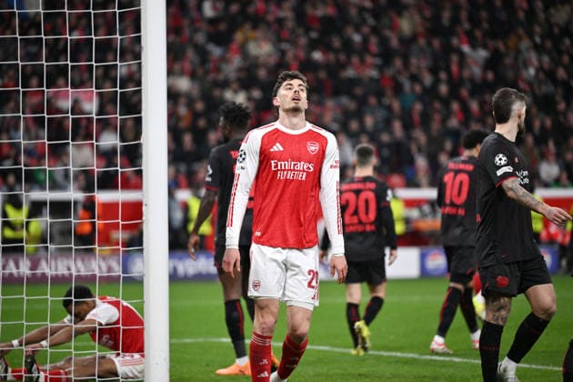 Kai Havertz (FC Arsenal) 11.03.2026, Fussball, UEFA Champions League 2025 2026, Achtelfinale, Bayer 04 Leverkusen - FC Arsenal UEFA regulations prohibit any use of photographs as image sequences and or quasi-video Leverkusen BayArena Nordrhein Westfalen Deutschland