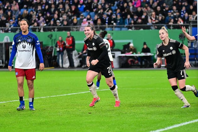 Fußball I Frauen I Saison 2025-2026 I DFB Pokal I Viertelfinale I Hamburger SV - FC Bayern München I 11.03.2026 Torjubel, Jubel, Begeisterung, Enthusiasmus, Euphorie, Freude, Glücksgefühl, Heiterkeit bei: Natalia Padilla-Bidas (23, FC Bayern München) Hamburg Volksparkstadion Hamburg Deutschland Copyright: xLobeca WolfxGebhardtx