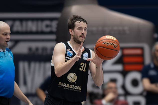 Spencer Reaves (MBC, 31), Syntainics MBC vs. BK Olomoucko, European North Basketball League, Achtelfinale, 2025 26, Deutschland, Tschechien, 11.03.2026. Weissenfels Stadthalle Sachsen-Anhalt Deutschland
