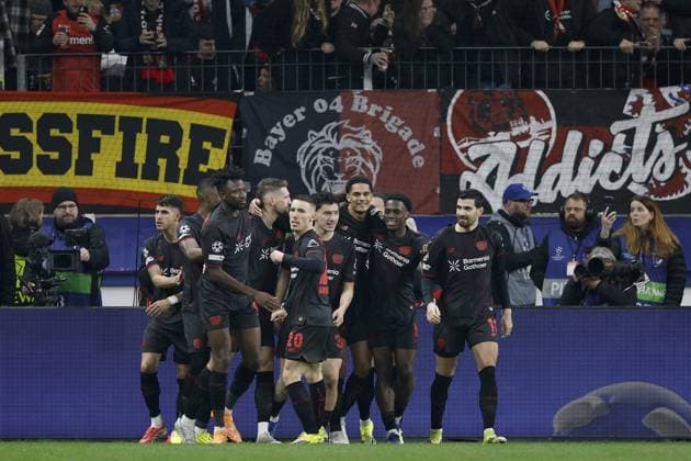 LEVERKUSEN Bayer 04 Leverkusen celebrates the 1-0 goal scored by Robert Andrich of Bayer 04 Leverkusen during the UEFA Champions League match between Bayer 04 Leverkusen v Arsenal at the BayArena on March 11, 2026, in Leverkusen, Germany. BART STOUTJESDIJK ANP FOC 2026 2027 xVIxANPxSportx xBartxStoutjesdijkxIVx 553064525 originalFilename: 553064525.jpg