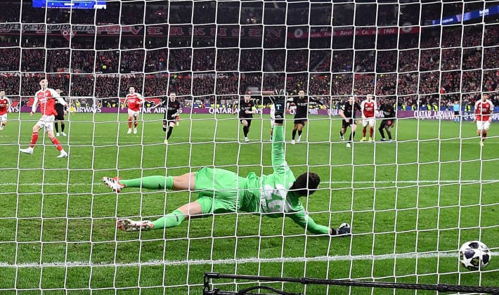 11.03.2026, xhbx, Fussball UEFA Champions League, Bayer 04 Leverkusen - FC Arsenal London v.l. Goal scored, Tor zum 1:1 Kai Havertz (Arsenal London FC), Janis Blaswich (Bayer Leverkusen) (DFL DFB REGULATIONS PROHIBIT ANY USE OF PHOTOGRAPHS as IMAGE SEQUENCES and or QUASI-VIDEO) Leverkusen