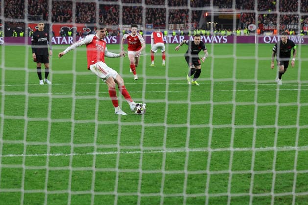 GER, UEFA CL, Achtelfinale, Bayer 04 Leverkusen (GER) vs. FC Arsenal (ENG), 11.03.2026, BayArena, Leverkusen, GER, UEFA CL, Achtelfinale, Bayer 04 Leverkusen (GER) vs. FC Arsenal (ENG), , im Bild: Kai Havertz (FC Arsenal 29), verwandelkt den 11 Meter
