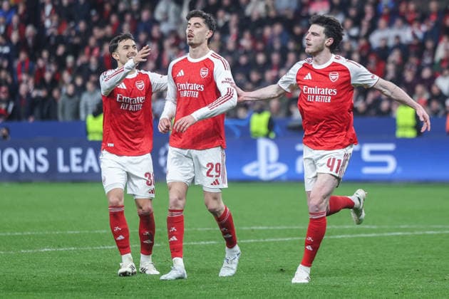 Fußball Champions League Achtelfinale Bayer 04 Leverkusen - FC Arsenal am 11.03.2026 in der BayArena in Leverkusen Torjubel zum 1:1 durch Kai Havertz ( Arsenal )