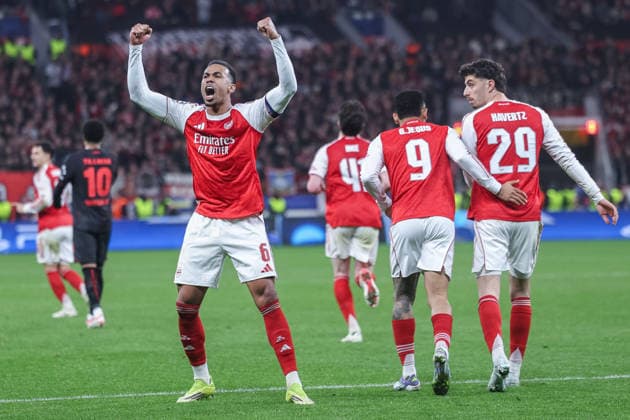 Fußball Champions League Achtelfinale Bayer 04 Leverkusen - FC Arsenal am 11.03.2026 in der BayArena in Leverkusen Torjubel zum 1:1 durch Kai Havertz ( Arsenal )