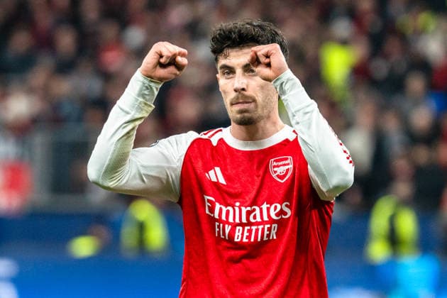 UEFA Champions League 2025 2026 Bayer 04 Leverkusen vs. Arsenal, Achtelfinale, Round of 16 - Hinrunde, Mittwoch, 11.03.2026 BayArena (Nordrhein-Westfalen, Deutschland) Tor zum 1:1 durch Kai Havertz (Arsenal, 29 Jubel Freude Emotionen Torjubel Copyright: xCelinaxLeiersx