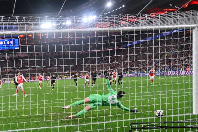 Kai Havertz (FC 29) erzielt das Tor zum 1:1 durch Elfmeter 11.03.2026 ¢ Fussball ¢ Champions League, Bayer Leverkusen vs FC Arsenal, BayArena, Leverkusen,