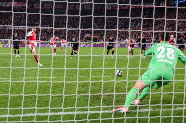 11.03.2026, Fussball, Achtelfinale der UEFA Champions League, Bayer 04 Leverkusen - Arsenal London, Kai Havertz (Arsenal London) trifft zum 1:1 per Elfmeter. Leverkusen BayArena NRW Deutschland xRHR-FOTO DEx Copyright: DennisxEwert RHR-FOTOx RHR-FOTO DE