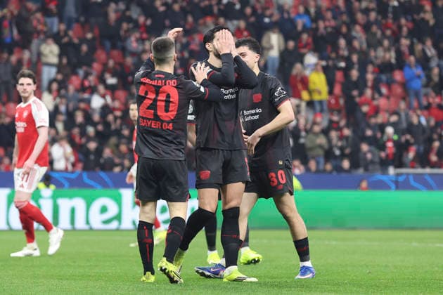 Martin Terrier (Bayer 04 Leverkusen) looks dejected during the UEFA Champions League 2025 26 Round of 16 First Leg match between Bayer 04 Leverkusen and Arsenal FC at BayArena on March 11, 2026 in Leverkusen, Germany. (Photo by Oliver Kaelke DeFodi Images) -