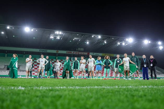 2026.03.11, Fußball, DFB-Pokal Frauen, SGS Essen - SV Werder Bremen, Viertelfinale, Stadion an der Hafenstraße, Damen, Saison 2025 2026: Enttäuschte Gesichter nach der 0:1 Niederlage. Übersichtsbild DFB regulations prohibit any use of photographs as image sequences and or quasi-video. Nordrhein-Westfalen Deutschland