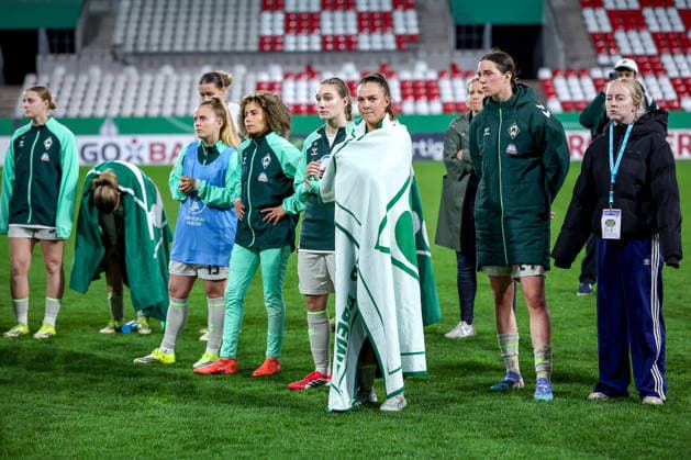 2026.03.11, Fußball, DFB-Pokal Frauen, SGS Essen - SV Werder Bremen, Viertelfinale, Stadion an der Hafenstraße, Damen, Saison 2025 2026: Enttäuschte Gesichter nach der 0:1 Niederlage. Maja Sternad (Werder Bremen 11) DFB regulations prohibit any use of photographs as image sequences and or quasi-video. Nordrhein-Westfalen Deutschland