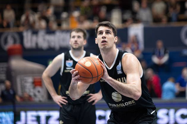 Jure Planinic (MBC, 44), Syntainics MBC vs. BK Olomoucko, European North Basketball League, Achtelfinale, 2025 26, Deutschland, Tschechien, 11.03.2026. Weissenfels Stadthalle Sachsen-Anhalt Deutschland
