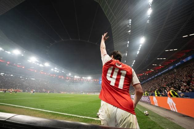 UEFA Champions League - Bayer 04 Leverkusen vs Arsenal 41 D. Rice of Arsenal during the UEFA Champions League match against Bayer 04 Leverkusen. (Photo by Taisei Iwamoto) Copyright: xTaiseixIwamotox