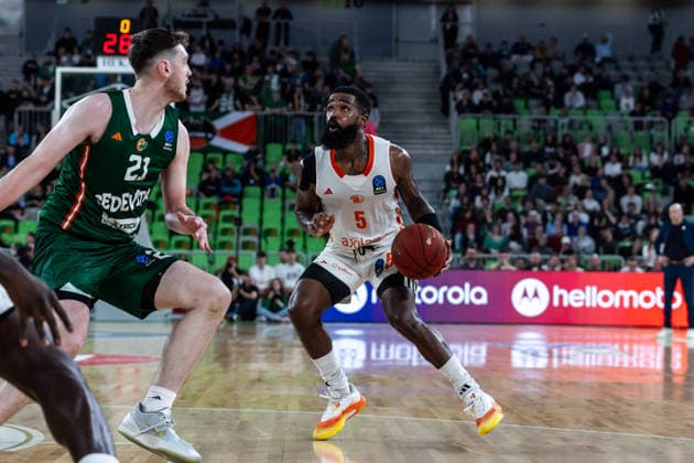 GER, BKT EuroCup, Saison 2025 2026, Achteffinale, Cedevita Olimpija Ljubljana- Niners Chemnitz 11.03.2026, Arena Stozice, Ljubljana, GER, BKT EuroCup, Saison 2025 2026, Achteffinale, Cedevita Olimpija Ljubljana- Niners Chemnitz Corey Davis Jr. (Niners Chemnitz, 5) Foto Alexander Trienitz Ljubljana Arena Stozice Slowenien