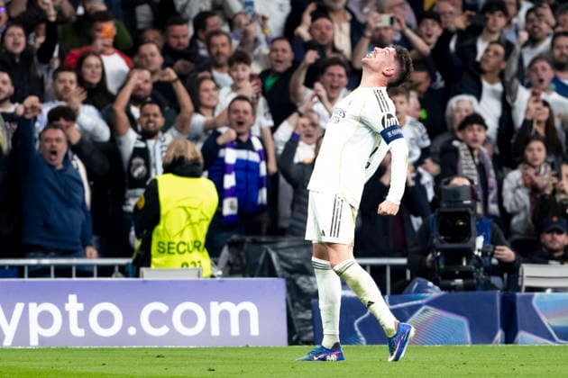 UEFA champions league - Real Madrid vs Manchester City MADRID, SPAIN - March 11:Federico Valverde of Real Madrid celebrates a goal during the UEFA champions league 2025 26 round of 16 first leg match between Real Madrid and Manchester City at Santiago Bernabeu Stadium. (Photo by Guille Martinez f22photo) Madrid Santiago Bernabeu Stadium Spain Copyright: xGuillermoxMartinezx
