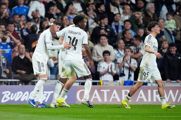 March 11, 2026, Madrid, Madrid, Spain: Federico Valverde of Real Madrid CF celebrates a goal during the UEFA Champions League 2025 26 Round of 16 First Leg match between Real Madrid C.F. and Manchester City at Bernabeu stadium on March 11, 2026, in Madrid, Spain. Madrid Spain - ZUMAa181 20260311_zaa_a181_070 Copyright: xDennisxAgyemanx
