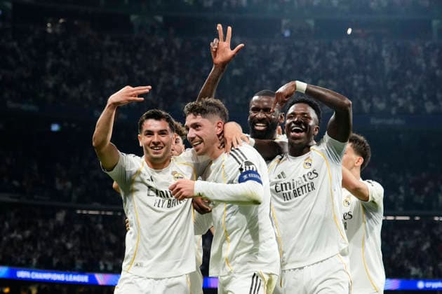 Real Madrid CF v Manchester City FC - UEFA Champions League 2025 26 Round of 16 First Leg Federico Valverde central midfield of Real Madrid and Uruguay celebrates after scoring his sides third goal during the UEFA Champions League 2025 26 Round of 16 First Leg match between Real Madrid CF and Manchester City FC at Estadio Santiago Bernabeu on March 11, 2026 in Madrid, Spain. Madrid Spain  Copyright: xJosexBretonx originalFilename:bretonhernandez-realmadr260311_nplTm.jpg