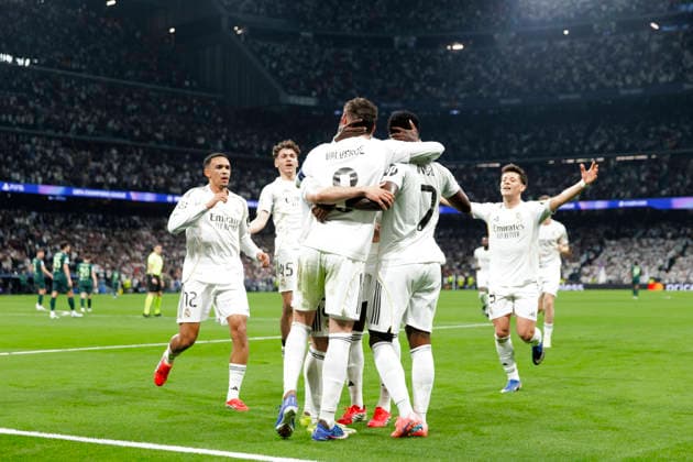 UEFA champions league - Real Madrid vs Manchester City MADRID, SPAIN - March 11:Several player of Real Madrid celebrates a goal during the UEFA champions league 2025 26 round of 16 first leg match between Real Madrid and Manchester City at Santiago Bernabeu Stadium. (Photo by Guille Martinez f22photo) Madrid Santiago Bernabeu Stadium Spain Copyright: xGuillermoxMartinezx