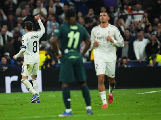 ESP: Real Madrid v Manchester City . UEFA Champions League match. Round of 16, first leg. Fede Valverde of Real Madrid after scores his hat trick during the UEFA Champions League match, Round of 16, first leg, between Real Madrid and Manchester City played at Santiago Bernabeu Stadium on March 11, 2026 in Madrid Spain. kpng Copyright: xBaguxBlancox xPRESSINPHOTOx PS_260311_RMA_MCI_042