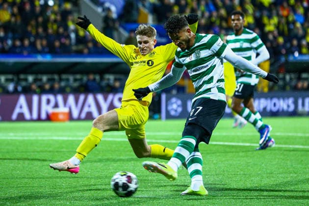 Football, Champions League 2025 2026 Bodo Glimt Sporting Lisbon Bodo 20260311 Sportings Luis Suarez and Bodo Glimts Fredrik Sjovold during the Champions League football match between Bodo Glimt and Sporting Lisbon at Aspmyra Stadium Photo Mats Torbergsen NTB Bodo Norway EDITORIAL USE ONLY RESTRICTED USE FOR BETTING COMPANIES  Copyright: xMatsxTorbergsenx xNTBx