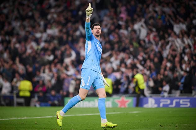 REAL MADRID CF v MANCHESTER CITY FC. CHAMPIONS LEAGUE 2025 2026. ROUND OF 16 FIRST LEG. Real Madrid CF s Thibaut Courtois celebrates a goal during Champions League 2025 2026 match. March 11,2026. (ALTERPHOTOS Ropero) MadridSpain  Copyright: xRoperox