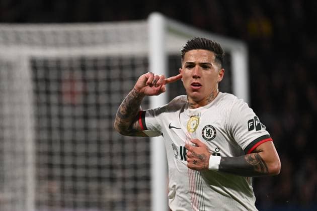 Chelsea s Enzo Fernandez celebrates his goal. Champions League round of 16 match between PSG and Chelsea at the Parc des Princes on 11 March 2026. - 11 03 2026 - France Ile-de-France (region) Paris -  JulienxMattiax xLexPictorium LePictorium_0329606