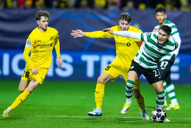 Football, Champions League 2025 2026 Bodo Glimt Sporting Lisbon Bodo, Norway 20260311 Sportings Ivan Fresneda and Bodo Glimts Fredrik Bjorkan during the football match in the Champions League between Bodo Glimt and Sporting Lisboa at the Aspmyra stadium Photo Fredrik Varfjell NTB Bodo Norway EDITORIAL USE ONLY RESTRICTED USE FOR BETTING COMPANIES  Copyright: xFredrikxVarfjellx xNTBx