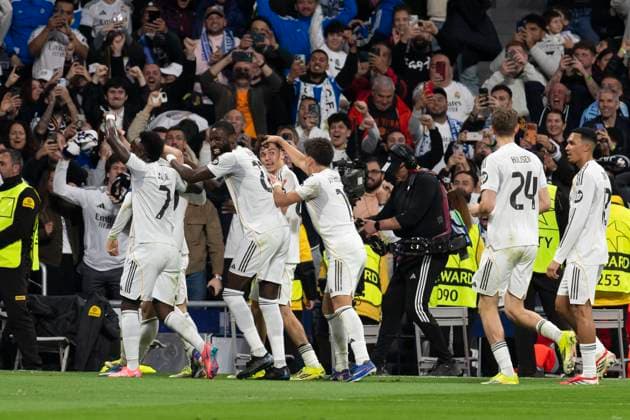 UEFA Champions League soccer match Real Madrid vs Manchester City at Santiago Bernabeu stadium in Madrid, Spain. 11 March 2026 Valverde celebrates a goal 900 Cordon Press  900 CordonxPress LOF - Champions League Real Madrid vs Manchester City