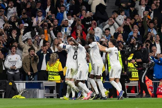 UEFA Champions League soccer match Real Madrid vs Manchester City at Santiago Bernabeu stadium in Madrid, Spain. 11 March 2026 Valverde celebrates a goal 900 Cordon Press  900 CordonxPress LOF - Champions League Real Madrid vs Manchester City