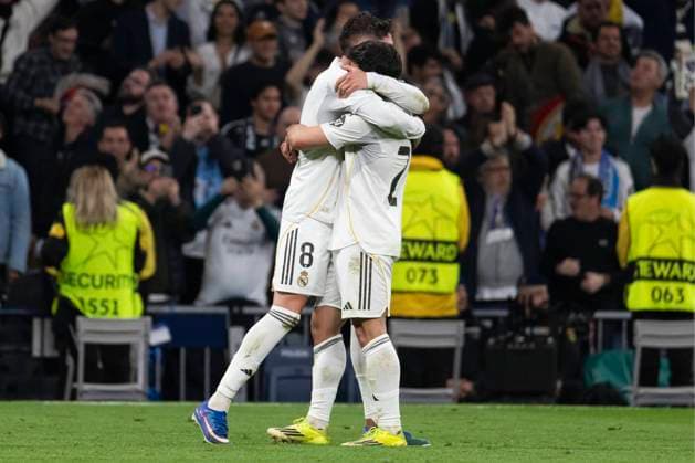 UEFA Champions League soccer match Real Madrid vs Manchester City at Santiago Bernabeu stadium in Madrid, Spain. 11 March 2026 Valverde celebrates a goal 900 Cordon Press  900 CordonxPress LOF - Champions League Real Madrid vs Manchester City