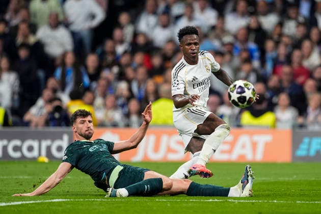March 11, 2026, Madrid, Madrid, Spain: Vinicius Junior of Real Madrid CF in action during the UEFA Champions League 2025 26 Round of 16 First Leg match between Real Madrid C.F. and Manchester City at Bernabeu stadium on March 11, 2026, in Madrid, Spain. Madrid Spain - ZUMAa181 20260311_zaa_a181_115 Copyright: xOscarxJ.xBarrosox
