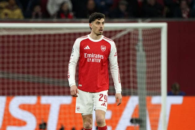 Fussball, UEFA Champions League 2025 2026, Achtelfinale, Bayer 04 Leverkusen vs FC Arsenal 11.03.2026 Bayarena Leverkusen, Kai Havertz, FC Arsenal Aktion, Einzelbild,