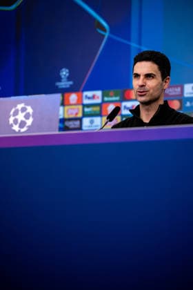 LEVERKUSEN, GERMANY - MARCH 11: Arsenal head coach Mikel Arteta looks on after the UEFA Champions League 2025 26 Round of 16 First Leg match between Bayer 04 Leverkusen and Arsenal FC at BayArena on March 11, 2026 in Leverkusen, Germany.  Copyright: xRenexNijhuis MBxMediax