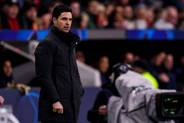 LEVERKUSEN, GERMANY - MARCH 11: Arsenal head coach Mikel Arteta looks on during the UEFA Champions League 2025 26 Round of 16 First Leg match between Bayer 04 Leverkusen and Arsenal FC at BayArena on March 11, 2026 in Leverkusen, Germany.  Copyright: xRenexNijhuis MBxMediax