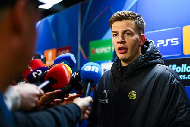 Football, Champions League 2025 2026 Bodo Glimt Sporting Lisbon Bodo 20260312 Bodo Glimts Jostein Gundersen in the mixed zone after the Champions League football match between Bodo Glimt and Sporting Lisbon at Aspmyra Stadium Photo Mats Torbergsen NTB Bodo Norway EDITORIAL USE ONLY RESTRICTED USE FOR BETTING COMPANIES  Copyright: xMatsxTorbergsenx xNTBx
