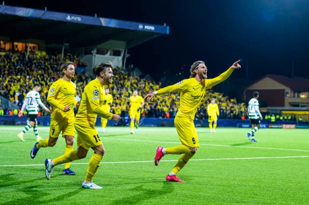 Football, Champions League 2025 2026 Bodo Glimt Sporting Bodo, Norway 20260311 Bodo Glimts Kasper Hogh celebrates after the 3 0 goal during the Champions League football match between Bodo Glimt and Sporting at Aspmyra Stadium Photo Fredrik Varfjell NTB Bodo Norway EDITORIAL USE ONLY RESTRICTED USE FOR BETTING COMPANIES  Copyright: xFredrikxVarfjellx xNTBx