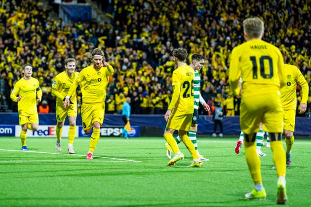 Football, Champions League 2025 2026 Bodo Glimt Sporting Bodo, Norway 20260311 Bodo Glimts Kasper Hogh celebrates after the 3 0 goal during the Champions League football match between Bodo Glimt and Sporting at Aspmyra Stadium Photo Fredrik Varfjell NTB Bodo Norway EDITORIAL USE ONLY RESTRICTED USE FOR BETTING COMPANIES  Copyright: xFredrikxVarfjellx xNTBx