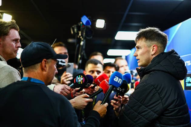 Football, Champions League 2025 2026 Bodo Glimt Sporting Lisbon Bodo 20260312 Bodo Glimts Odin Bjortuft in the mixed zone after the Champions League football match between Bodo Glimt and Sporting Lisbon at Aspmyra Stadium Photo Mats Torbergsen NTB Bodo Norway EDITORIAL USE ONLY RESTRICTED USE FOR BETTING COMPANIES  Copyright: xMatsxTorbergsenx xNTBx