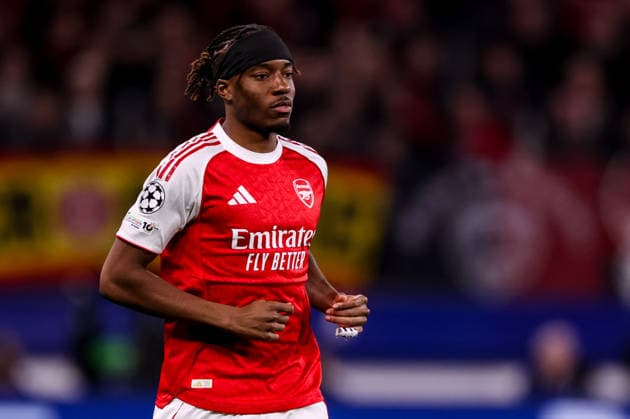 LEVERKUSEN, GERMANY - MARCH 11: Noni Madueke of Arsenal looks on during the UEFA Champions League 2025 26 Round of 16 First Leg match between Bayer 04 Leverkusen and Arsenal FC at BayArena on March 11, 2026 in Leverkusen, Germany.  Copyright: xRenexNijhuis MBxMediax